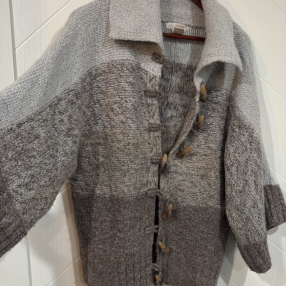 Kenar Sweaters - Kenar Soft Knit Sweater in Gray and Cream. Cottage core, winter,reading sweater
